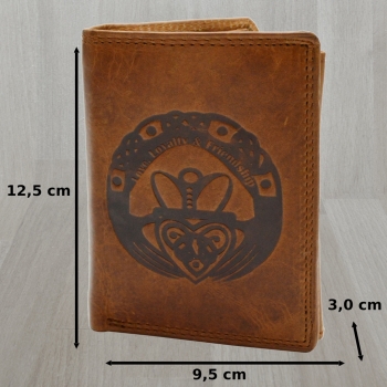 flevado Herrengeldbörse mit Druck Label Love,Loyalty, Friendship und RFID Schutz Echtes Leder Braun